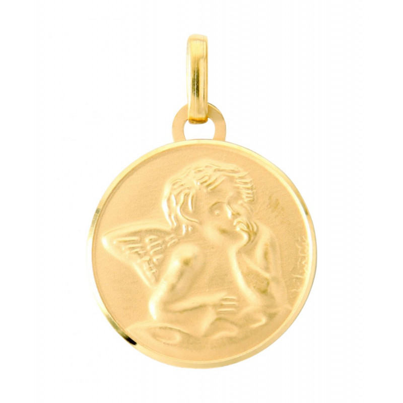 Médaille Ange Ronde en Or Jaune 375 (15mm)