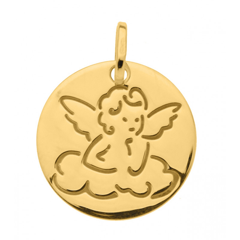 Médaille Ange sur un Nuage en or jaune 750 (16mm)