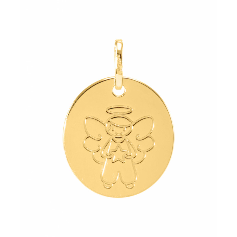 Médaille Moderne Ovale Ange Or Jaune 375