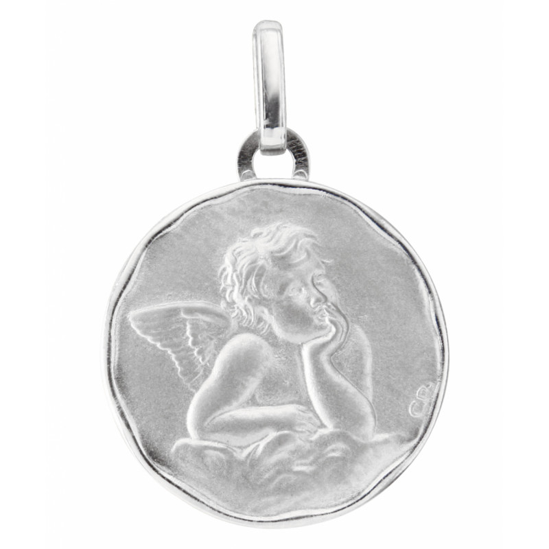 Médaille Or Blanc Ange (17mm)
