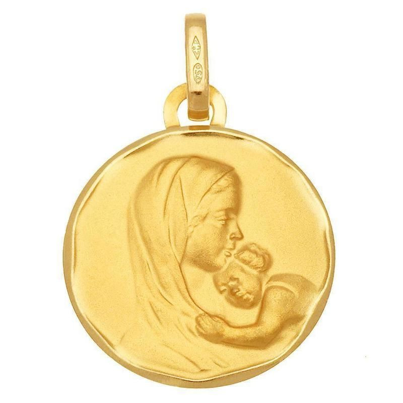 Médaille Or Jaune Vierge et enfant (15mm)