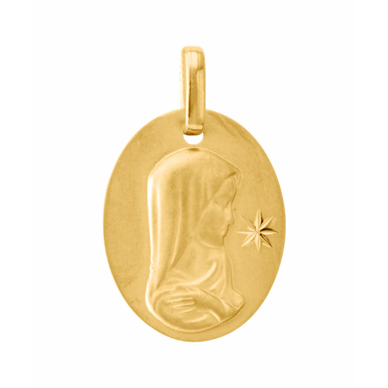Médaille Ovale Vierge en Or jaune 750