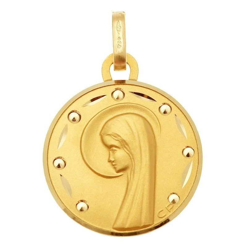 Médaille religieuse vierge en Or jaune 750 (15mm)