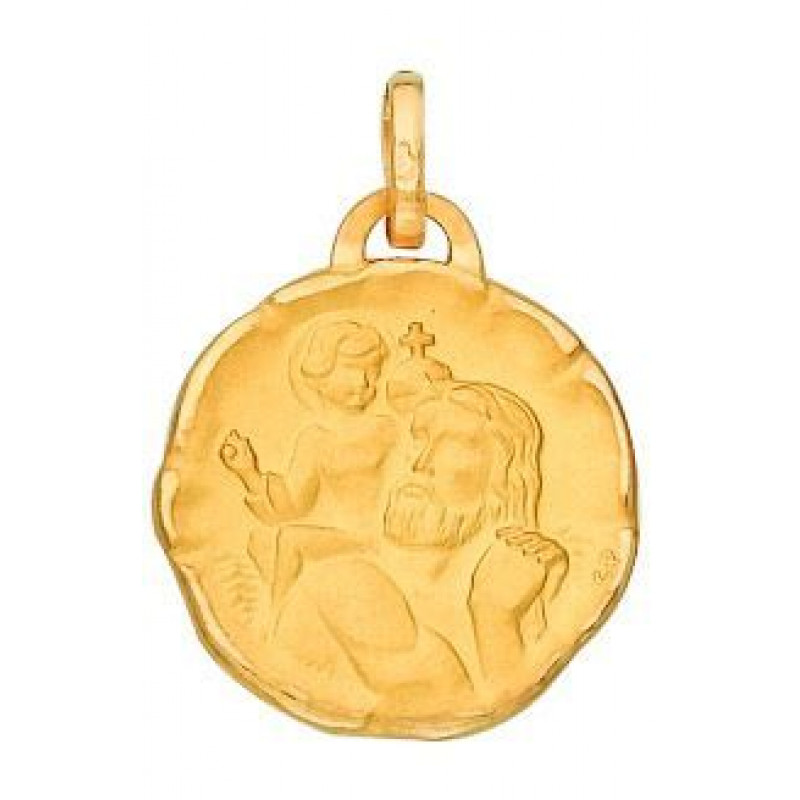 Médaille Saint Christophe en Or jaune 750 (17mm)