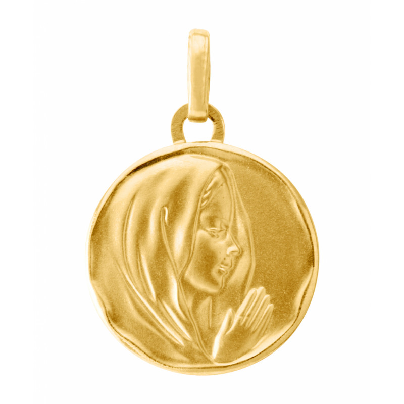 Médaille vierge en prière en Or jaune 750 (15mm)