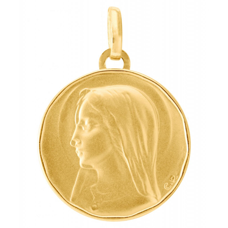 Médaille Vierge profil gauche en Or Jaune 375 (17mm)