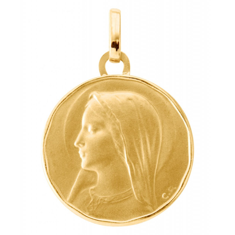 Médaille Vierge profil gauche en Or Jaune 750 (17mm)