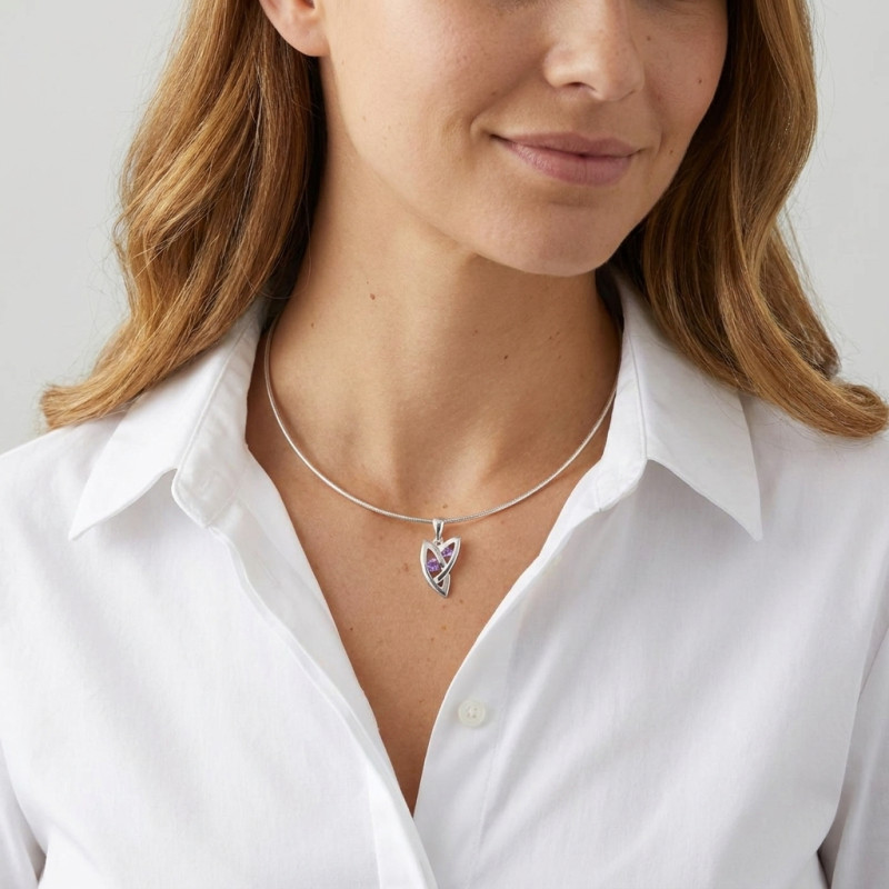 Pendentif Argent 925 Améthyste 2.5 et 3.5mm porté