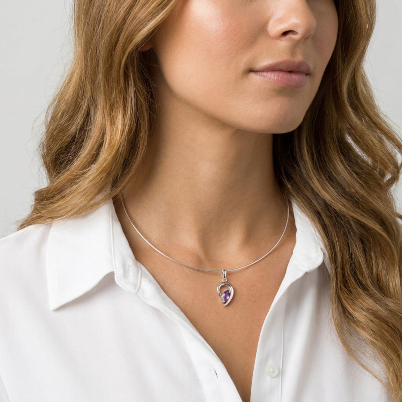 Pendentif Argent 925 Améthyste porté