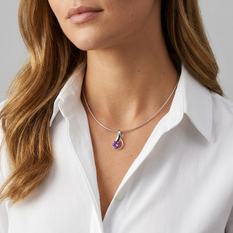 Pendentif Argent 925 Améthyste porté