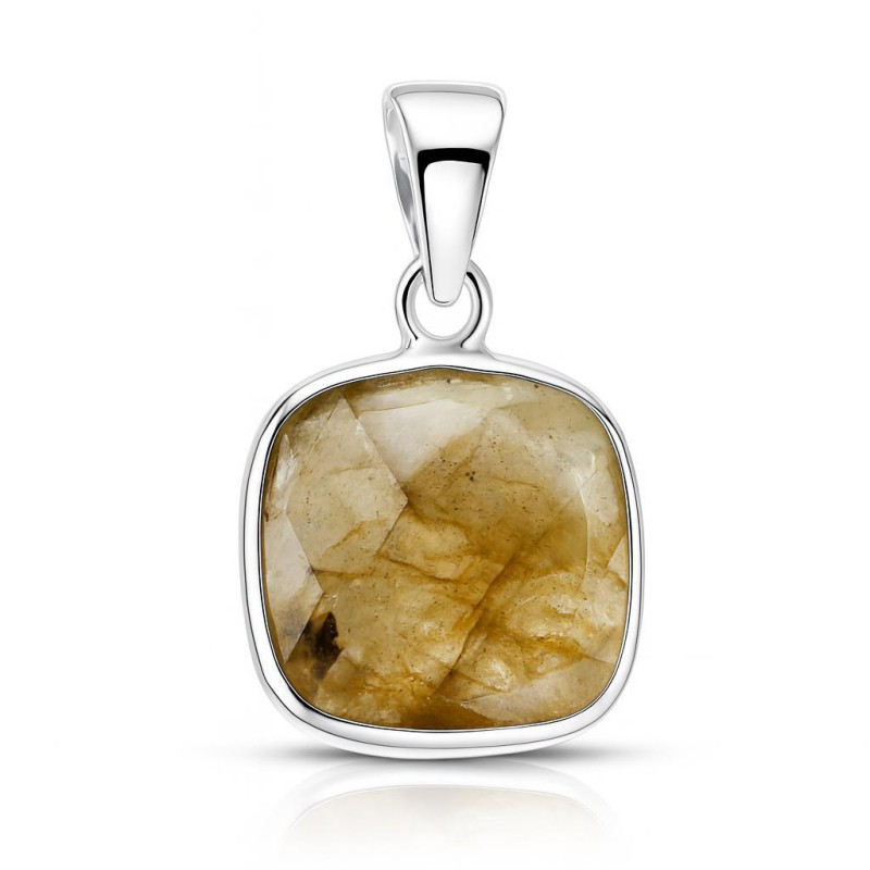 Pendentif En Argent 925 Avec Tanzanite Naturelle - Forme Coussin - Certificat Inclus