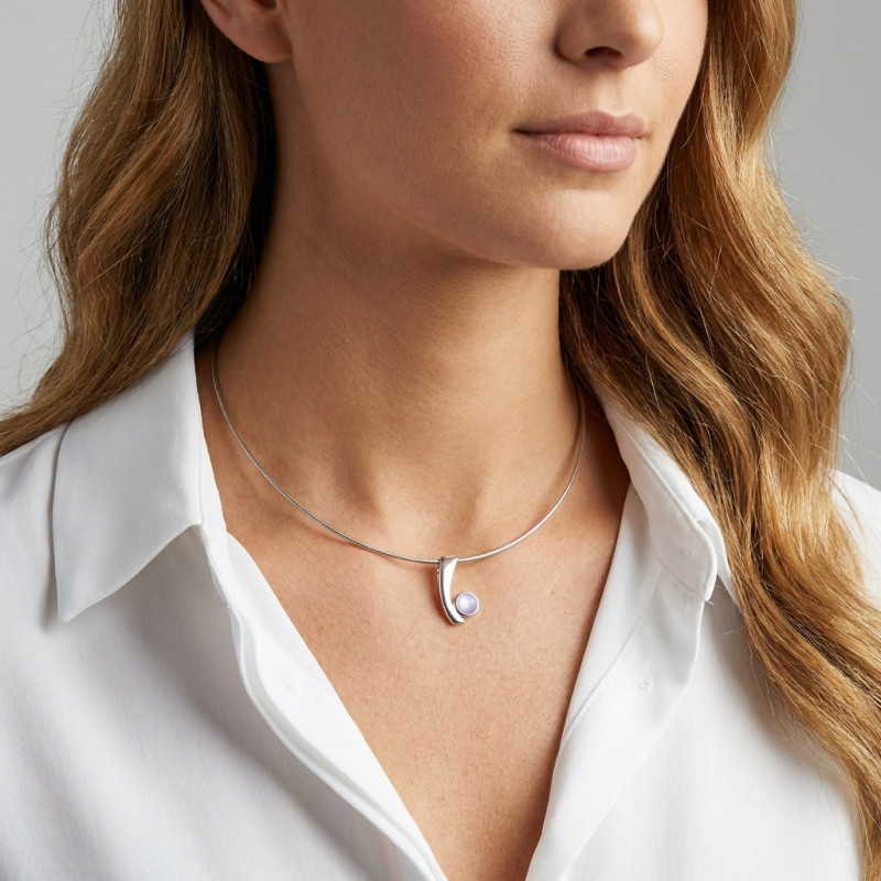 Pendentif Argent 925 Nacre Rose porté