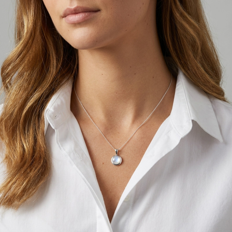 Pendentif Argent 925 Nacre porté