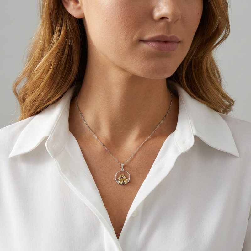 Pendentif Argent Citrine  porté