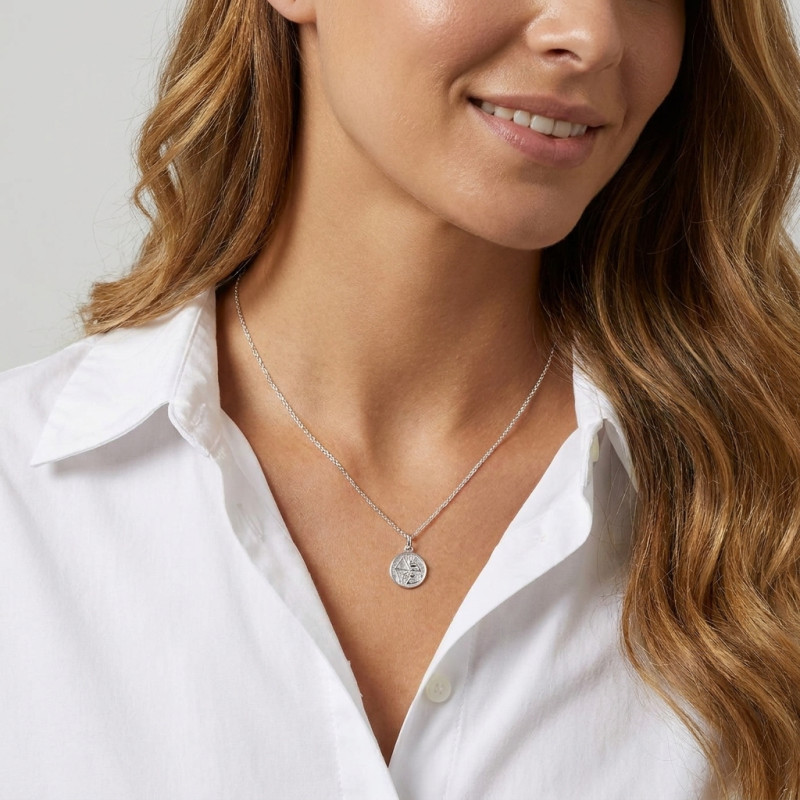Pendentif Argent Zodiaque Sagittaire Diam. 12mm porté