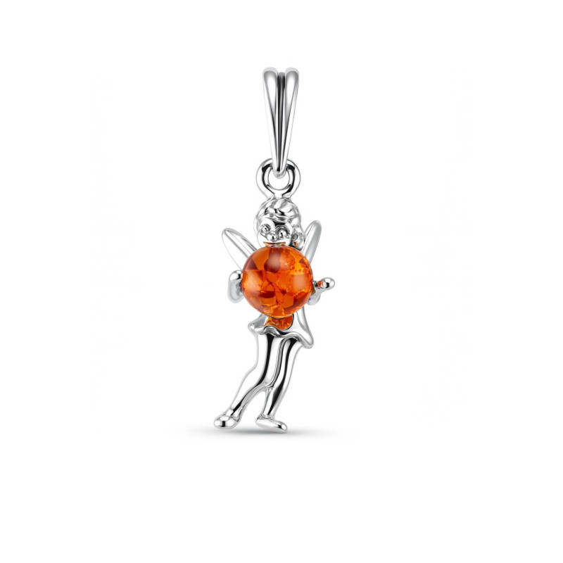Pendentif fée clochette - Pendentifs - Bijou ambre et argent