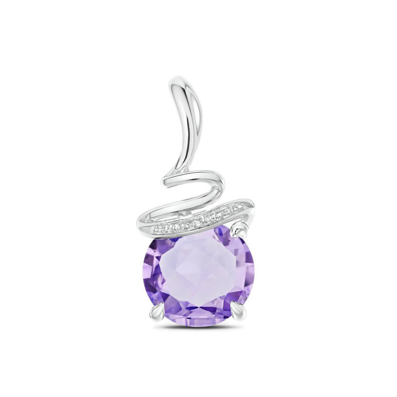 Pendentif Femme Or 9 Carats (375/1000) Avec Diamant Et Améthyste - Dimensions 16x6 Mm - Neuf Avec étiquettes