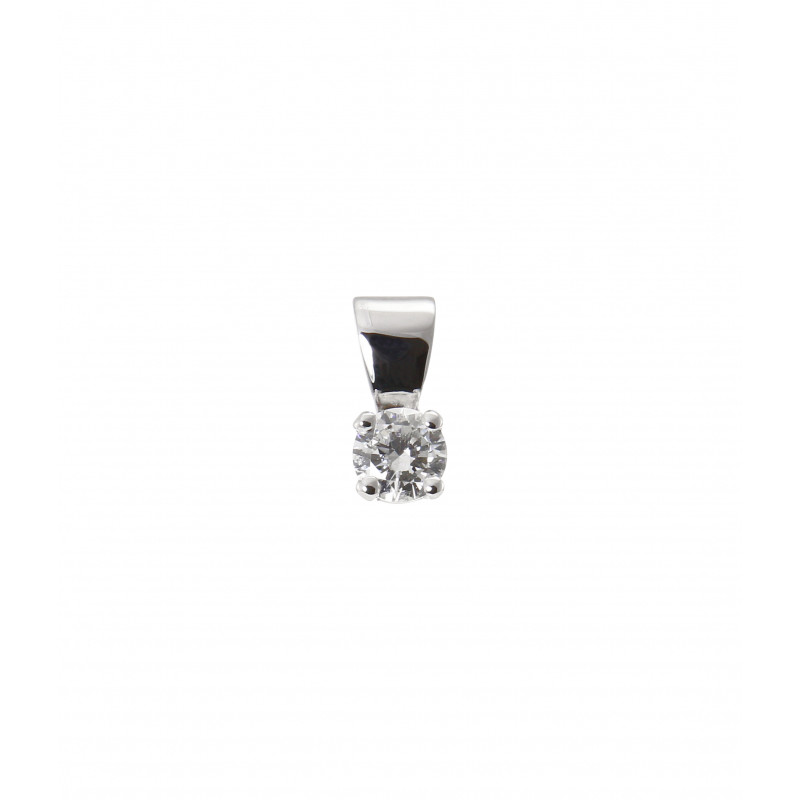 Pendentif Or Blanc 750 Diamant  0.21 carat G Si