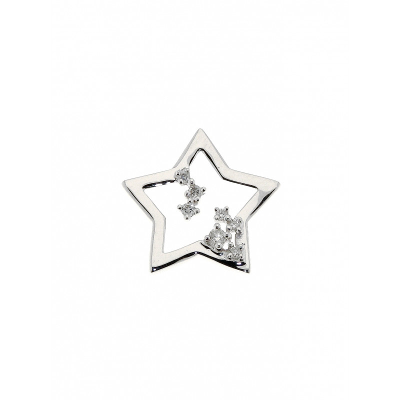 Pendentif Or Blanc Etoile Diamant 0.077 carat