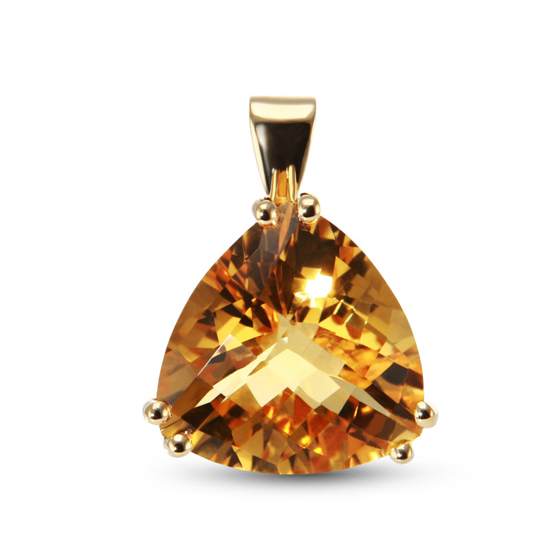 Pendentif Croix 14k Or Jaune – Citrine Naturelle Et Zircon, 2.07ctw, Motif Foi