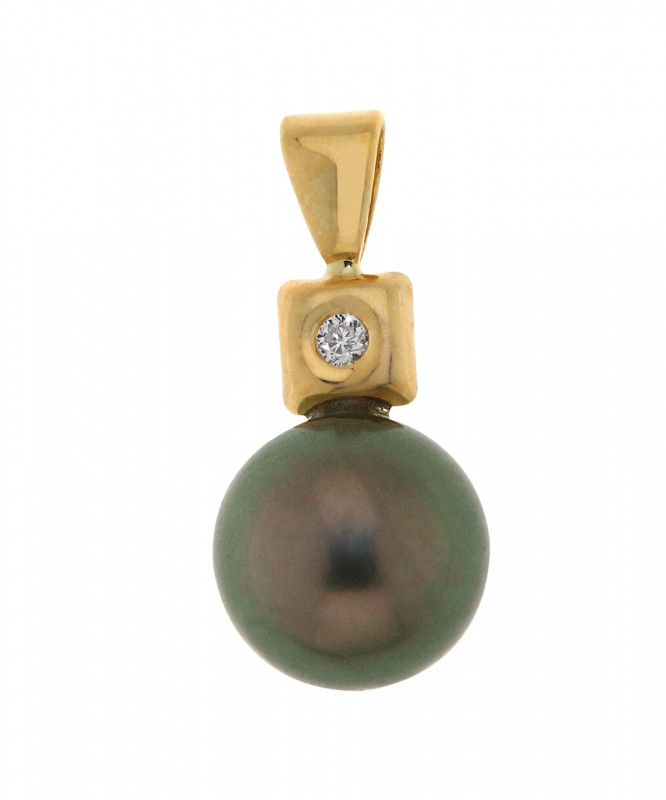 Pendentif Or Perle de Tahiti 10mm et Diamant Ref. 31338