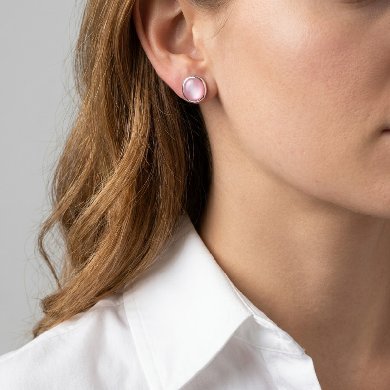 Puces d'oreilles Argent  Nacre Ovale 11x9mm porté
