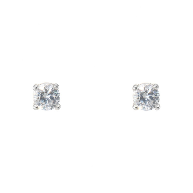 Puce D'oreilles En Or 18 Carats Avec Zirconium - Clous Transparents, Occasion