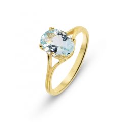 Bague Aigue Marine 10x6mm Or Jaune