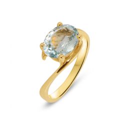 Bague Aigue Marine 10x8mm Or Jaune