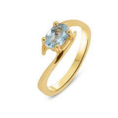 Bague Aigue Marine 7x5mm Or Jaune