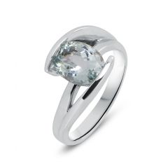 Bague Aigue Marine Ovale 9x7mm Or Blanc