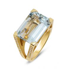 Bague Aigue Marine RPC 16x12mm et Diamant