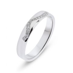 Bague Alliance Or Blanc Diamant Vague