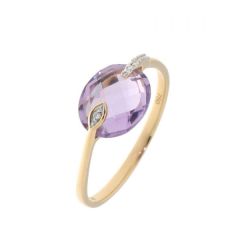 Bague Améthyste Dome 8x6mm Or Jaune 750