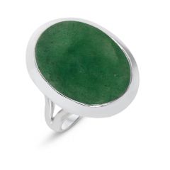 Bague Argent 925 Aventurine Cabochon Ovale 20x15mm