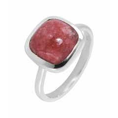 Bague Argent 925 Rhodonite Cabochon Coussin 10x10mm