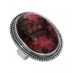 Bague Argent 925 Rhodonite Cabochon Ovale 25x18mm