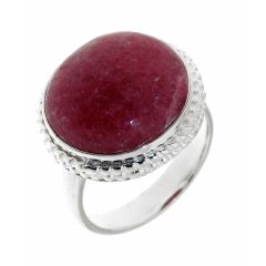 Bague Argent Rhodonite Ronde 15mm