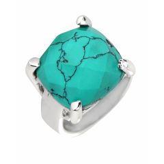Bague Argent  Turquoise reconstituée   Coussin 16mm
