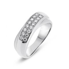 Bague avec pavage de Diamant en Or Blanc