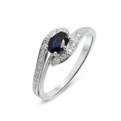 Bague en Or Blanc 375 (9 carats) Saphir et Diamant