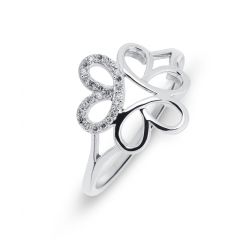 Bague Fleur Or Blanc 750 Diamant 0.07 carat