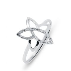 Bague Fleur Or Blanc 750 Diamant 0.09 carat