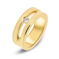 Bague Large Or Jaune Diamant (0.165ct)