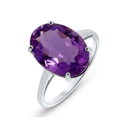 Bague Or blanc 375 Améthyste Ovale 14x10mm