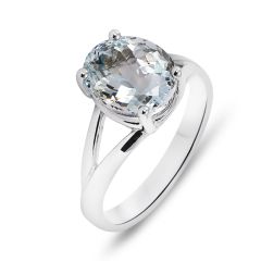 Bague Or blanc 750 Aigue Marine Ovale 11x9mm