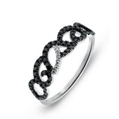 Bague Or Blanc 750 Diamant Blanc & Noir 0.30 carat