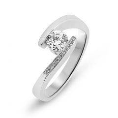 Bague Or Blanc 750 Diamant Corps Croisé