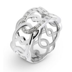 Bague Or Blanc 750 Diamant Motifs entrelacés