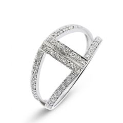 Bague Or Blanc 750 Diamant Pavage